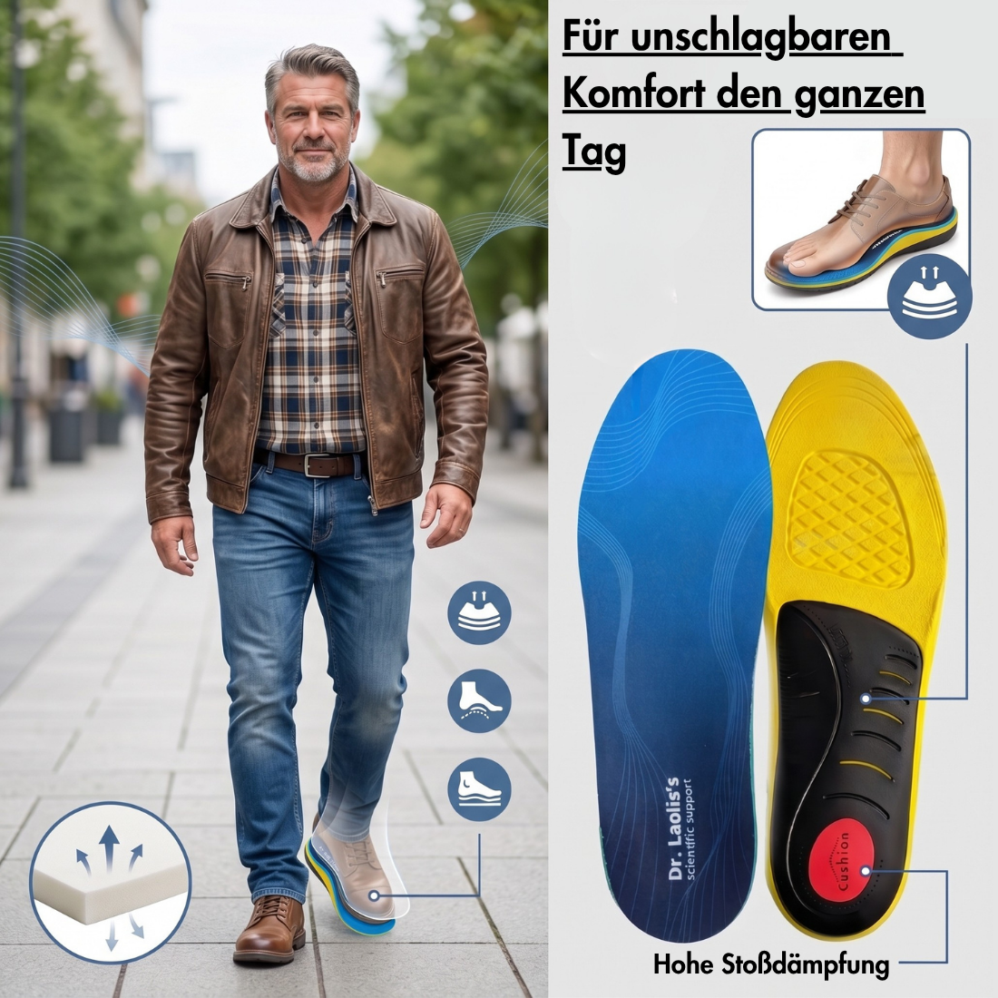 MAXFLEX - Einlegesohlen für große & kräftige Männer 90kg+