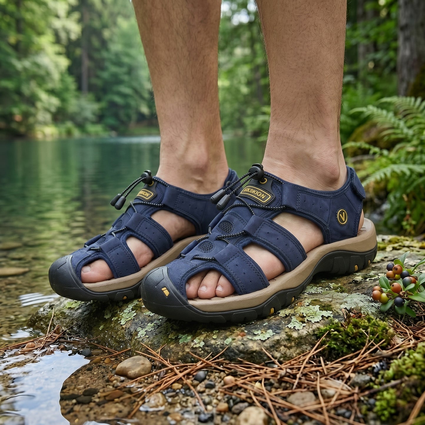 BERGWIND Outdoorsandale aus Echtleder – Unisex, weiches Fußbett mit Zehenschutz