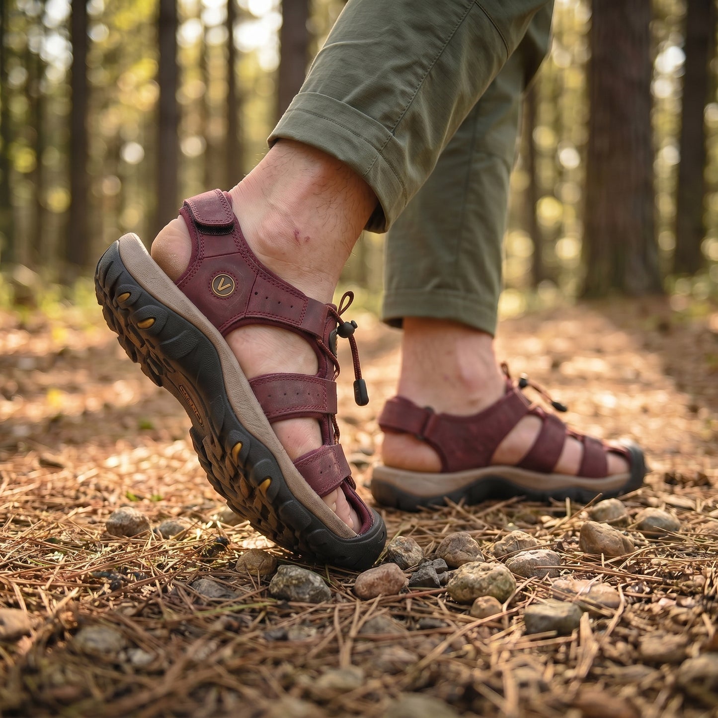 BERGWIND Outdoorsandale aus Echtleder – Unisex, weiches Fußbett mit Zehenschutz