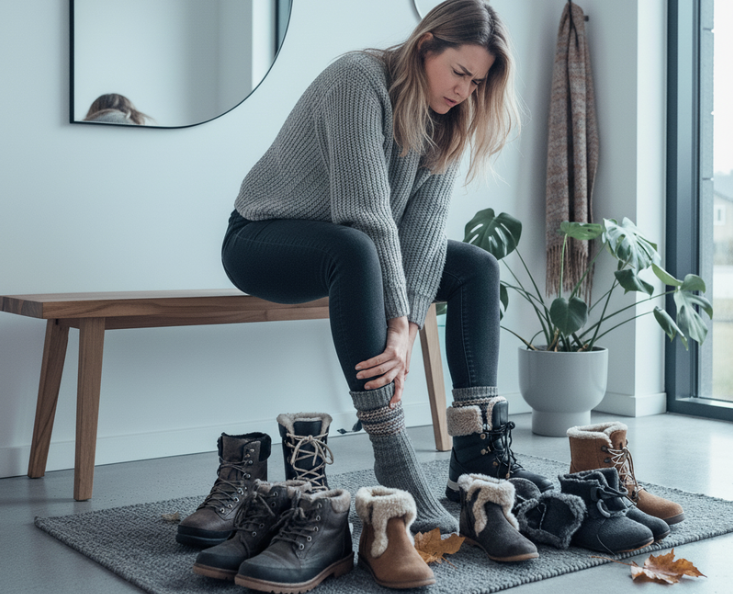 Blaue NORDWIND Winterschuhe im Schnee