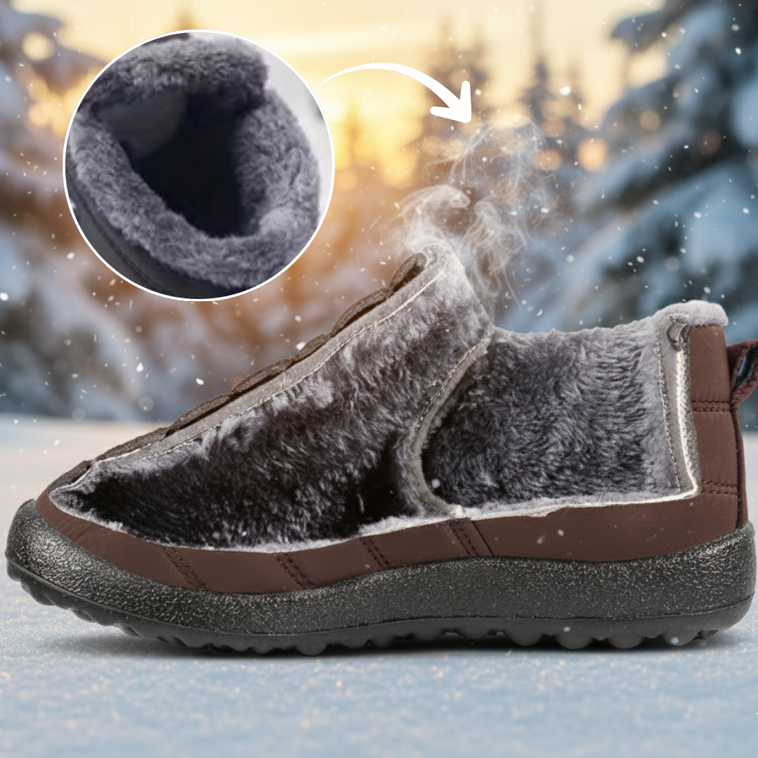 Gelbe NORDWIND Winterschuhe im Schnee